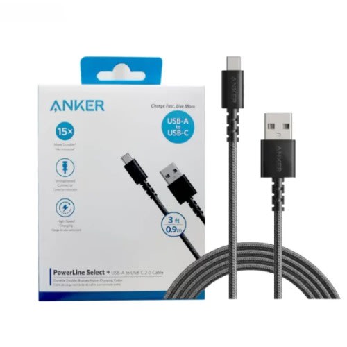 Anker Powerline Select + Usb-A To Usb-C 2.0 Cable 3ft -Black