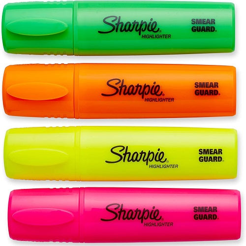 Sharpie Highlighter, Fluo XL Assorted Colors Pack of 4
