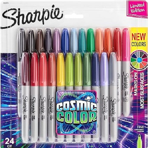 Sharpie Permanent Markers Fine Tip, Assorted Cosmic Colors Pack of 24
