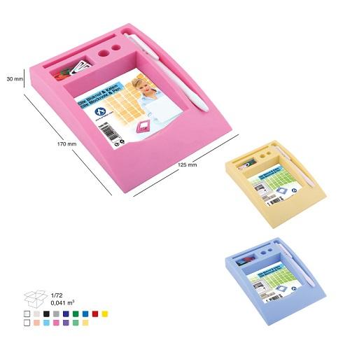 Memo Block Pad Holder with Pen Hole